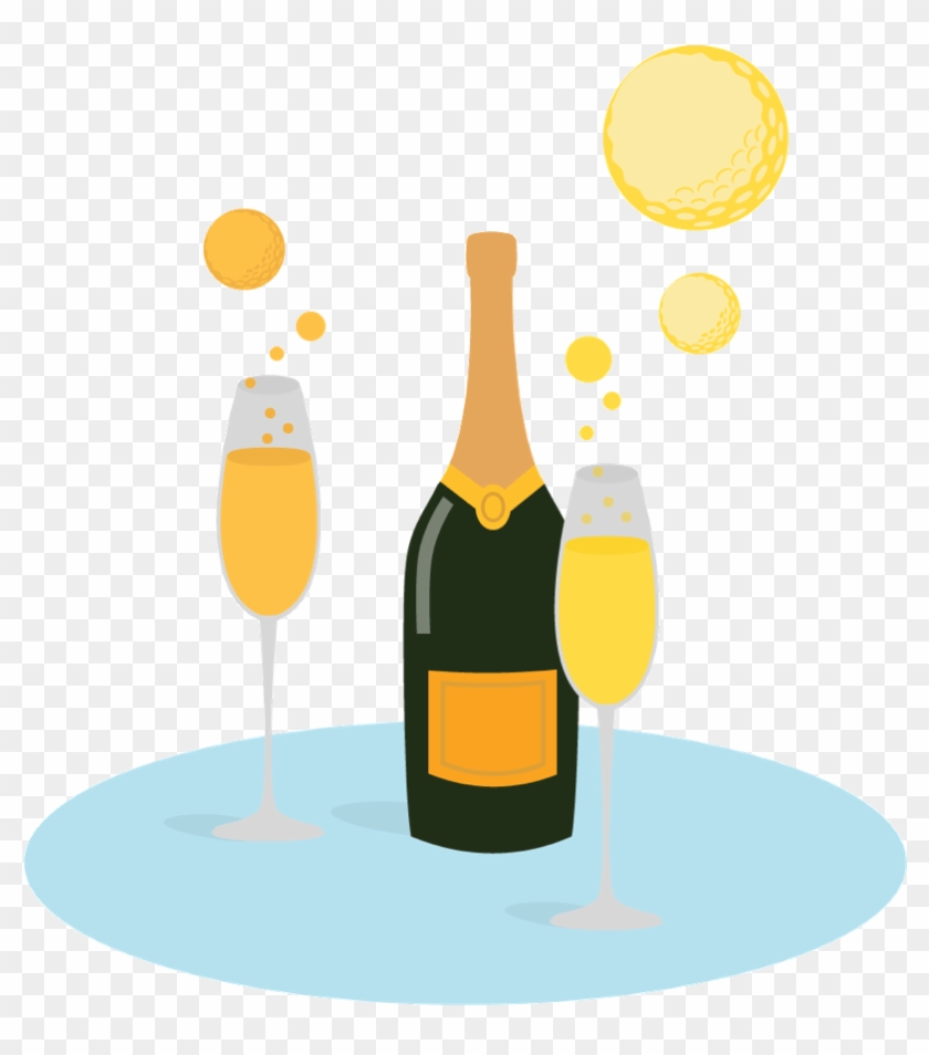 Champagne Bottle And Glasses With Bubbles That Look - Champagne Bottle And Glasses With Bubbles That Look #1627300
