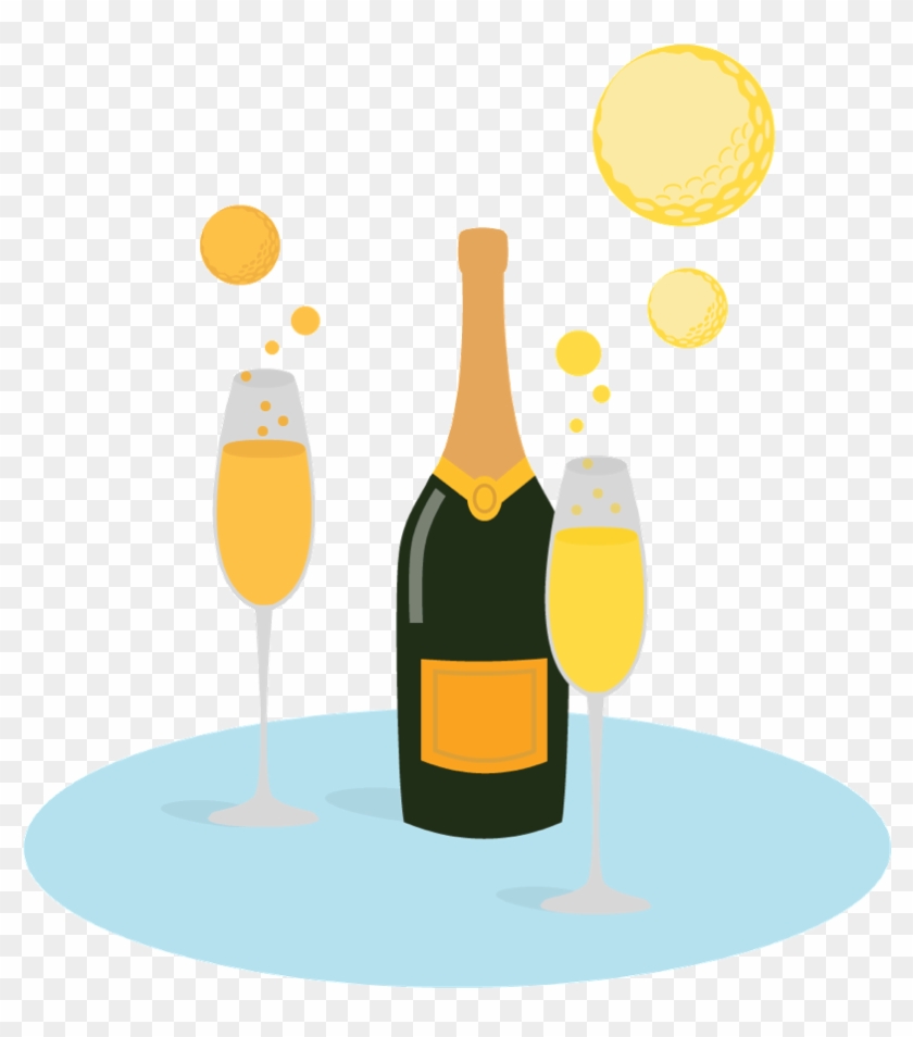 Champagne Bottle And Glasses With Bubbles That Look - Champagne Bottle And Glasses With Bubbles That Look #1627300