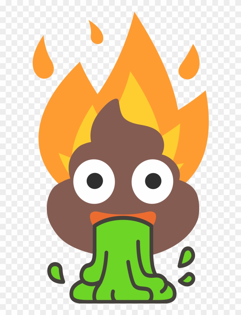 Flaming Poop Vomit Emoji - Vomit Emoji #1627741