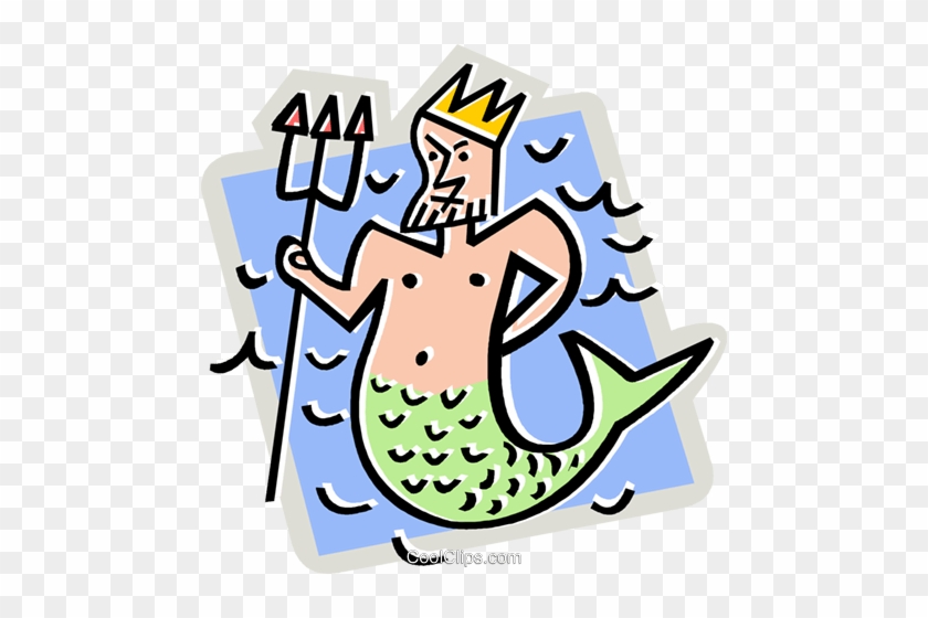 Neptune With Trident Royalty Free Vector Clip Art Illustration - Triton Greek Mythology #1627831