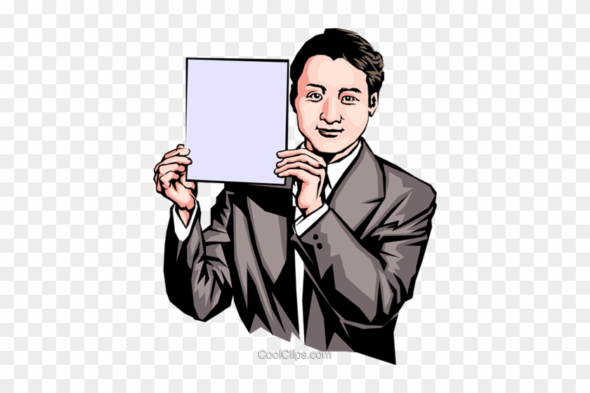 Man Holding A Sign Royalty Free Vector Clip Art Illustration - Man Holding Sign Transparent #1627977