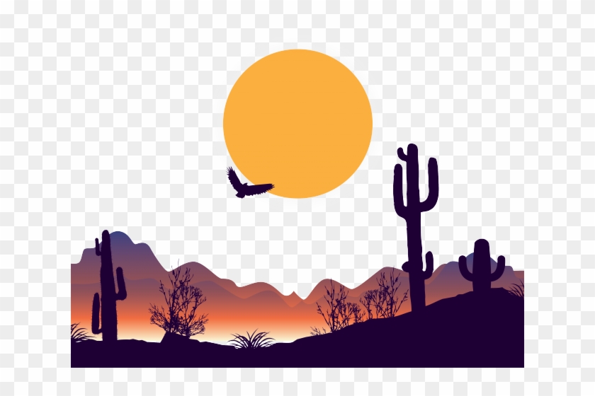 Dusk Clipart Transparent - Transparent Desert Silhouette #1627990