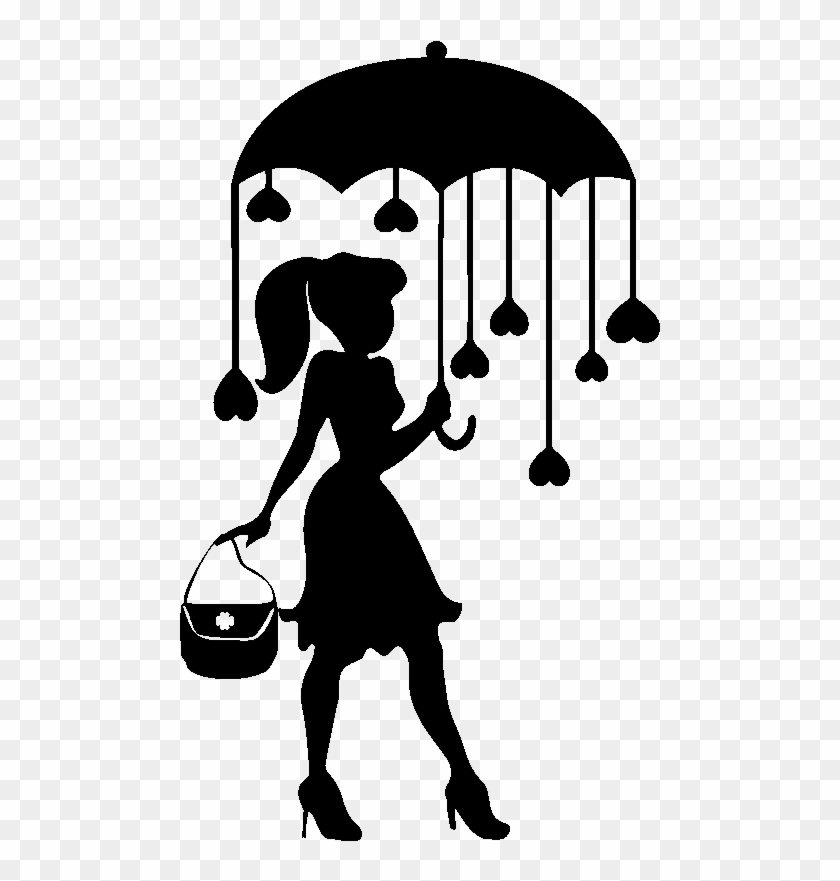 Sticker Coeurs De Parapluie Ambiance Sticker Kc10236 - Umbrella Heart Silhouette #1628838