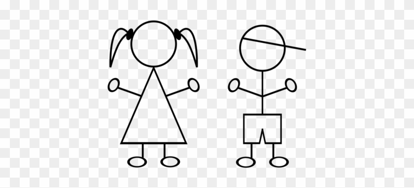 Stick Figure Drawing Child Female Girl - Stick Boy And Girl #1629016