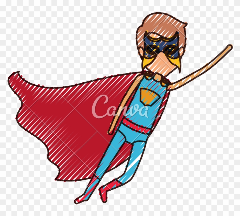 Colored Pencil Flying Superhero - Canva #1629160
