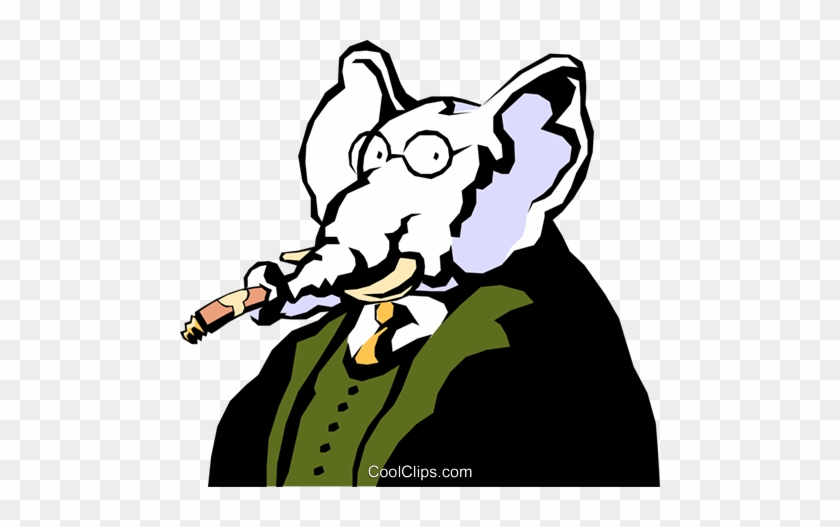 Um Elefante Branco Livre De Direitos Vetores Clip Art - Elephant With A Cigar #1629201