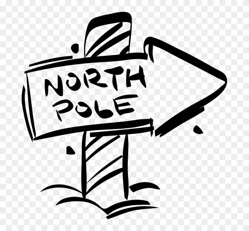 Pole Image Illustration Of At Christmas - North Pole Sign Clipart Black And White #1629209
