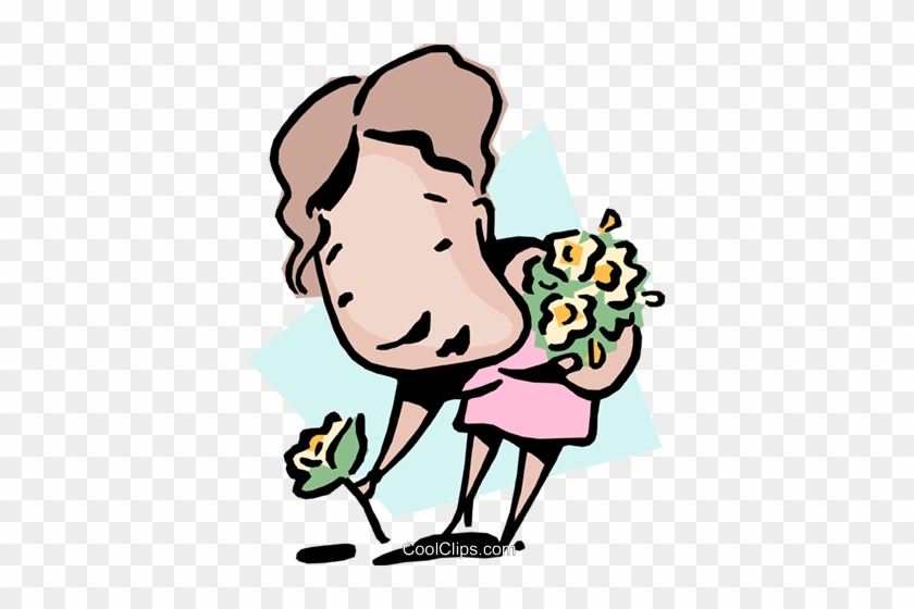Woman Gathering Roses Royalty Free Vector Clip Art - Woman Gathering Roses Royalty Free Vector Clip Art #1629606