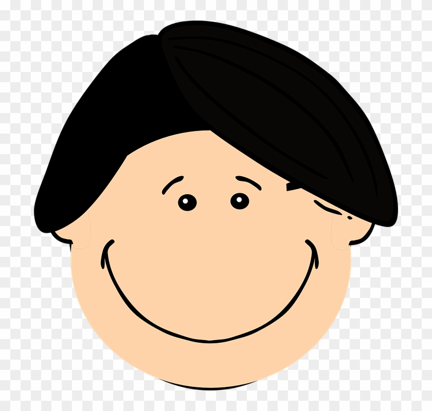 Smiling Dark Hair Boy Png Clip Art - Cartoon With Black Hair #251136
