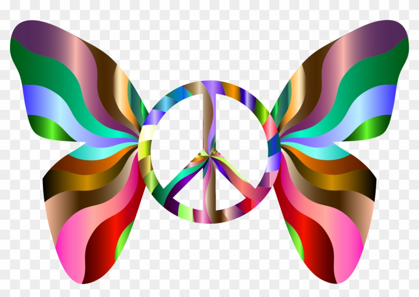 Peace Clipart Groovy - Butterfly Peace Sign #251852
