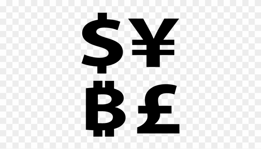 Bitcoin Currency Symbol With Dollar Yens And Pounds - Currency Symbols Png #252344