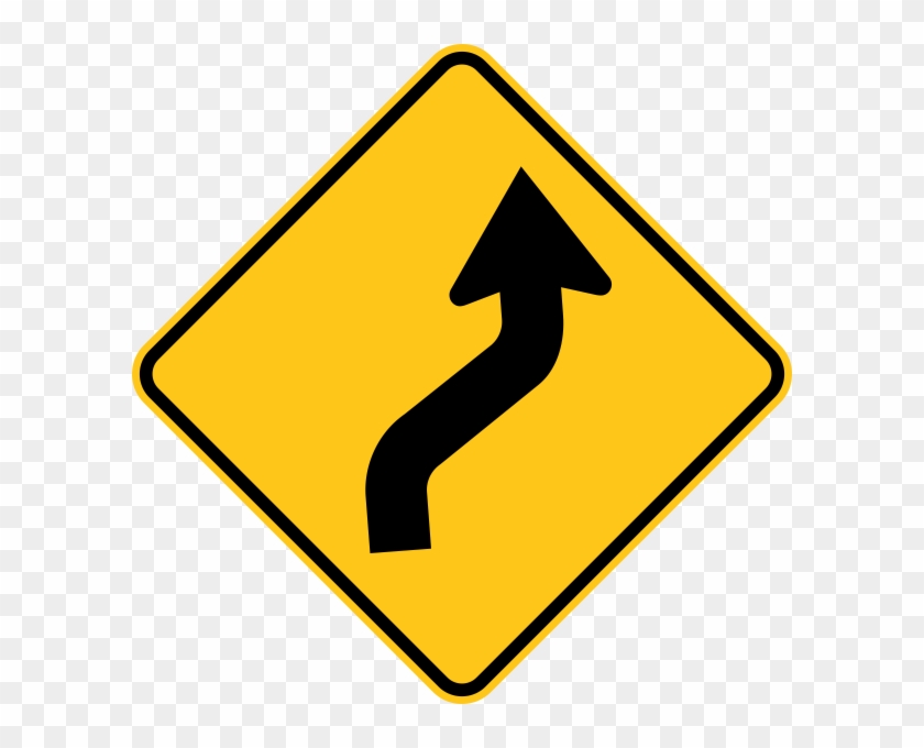 Reverse Curve Right Warning Trail Sign Yellow - Sideways T Road Sign #252519