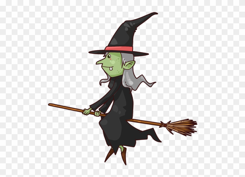 Free Cute Cartoon Witch Riding Broom Clip Art - Witch On A Broom Cartoon -  Free Transparent PNG Clipart Images Download
