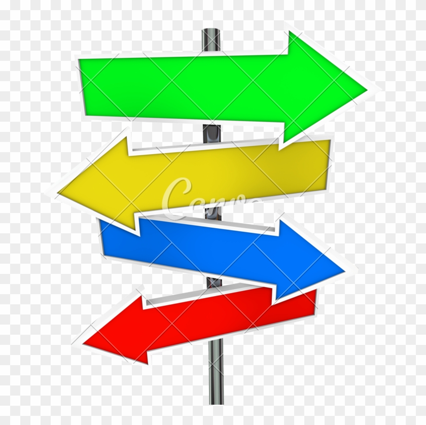 Arrow Direction Signs Four 4 Colorful Guide Post Copyspace - Advanced Product Quality Planning #252624
