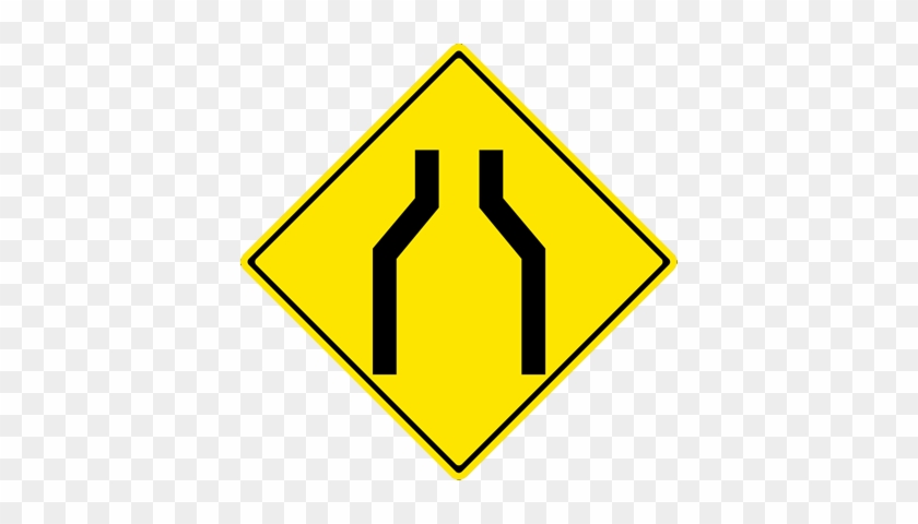 Road Narrows - Deer Crossing Road Sign #252836