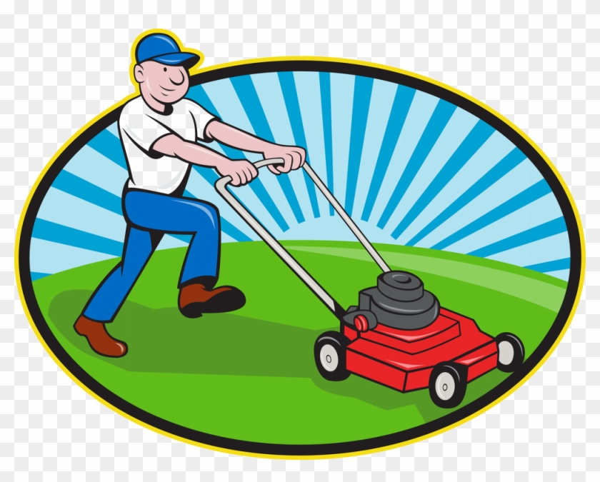 Garden Maintenance - Guy Lawn Mowing Cartoon #253196