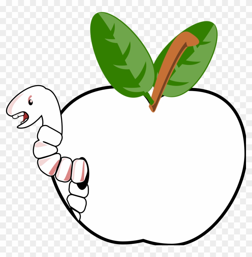 Worm 1 Black White Line Art Scalable Vector Graphics - Transparent Background Of Cartoon Apple #253392