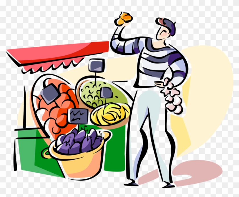 Vector Illustration Of French Outdoor Market Vendor - Vector Illustration Of French Outdoor Market Vendor #253504