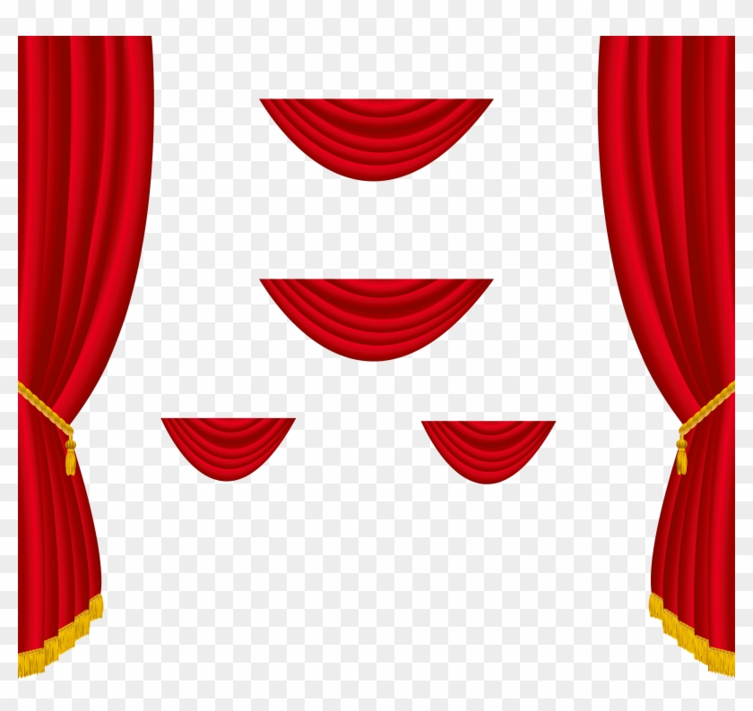 Theater Drapes And Stage Curtains Window Clip Art - Red Curtains Png #253982