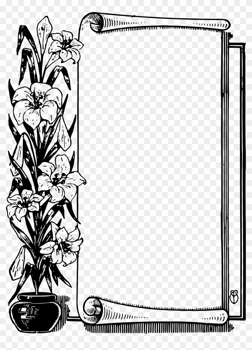 Scrolls - Clipart - Frame Flower Black White #254149