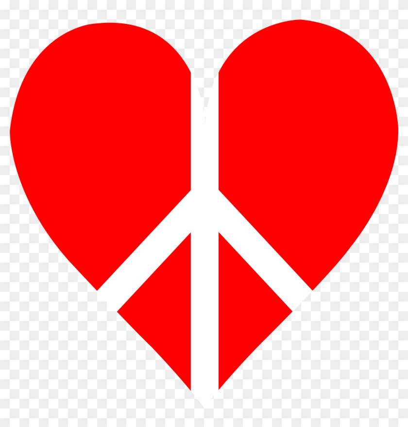 Red Peace Heart Logo - Red Peace Sign Clipart #254205