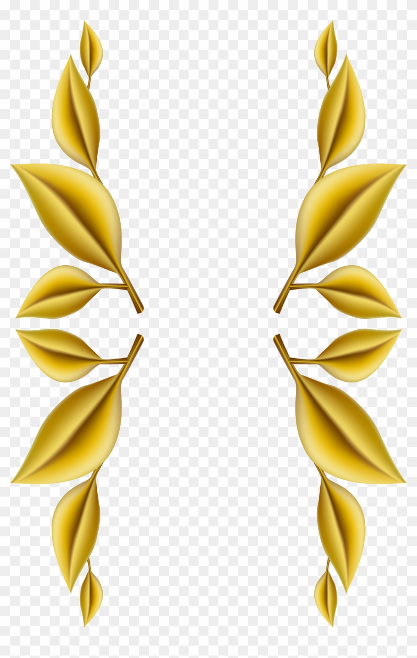 Gold Leaves Decoration Png Clip Art Image - Gold Leaf Clip Art #254235