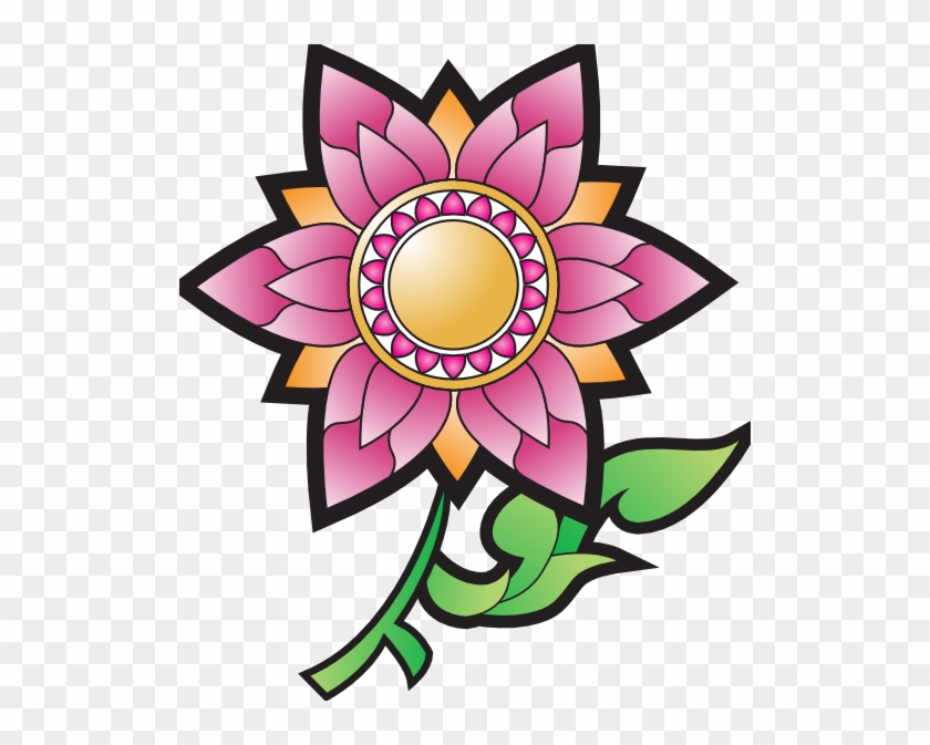 Pink Flower Decoration Clip Art At Clker - Flat Medal Vector Png #254287