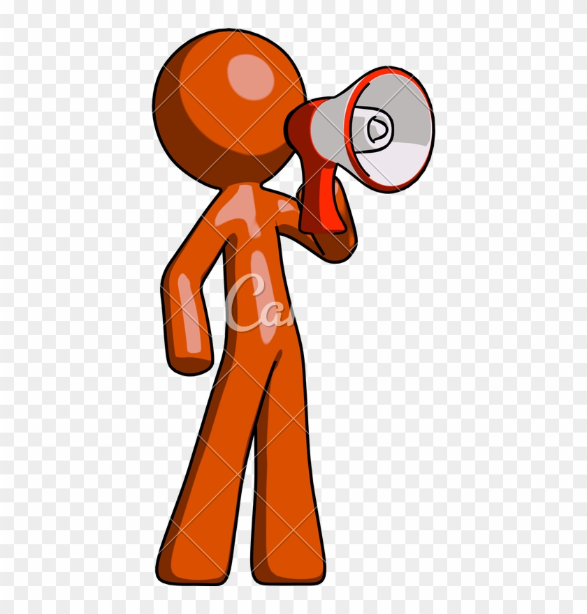 Mascot Man Shouting Into Megaphone Bullhorn - Cartoon #1629797