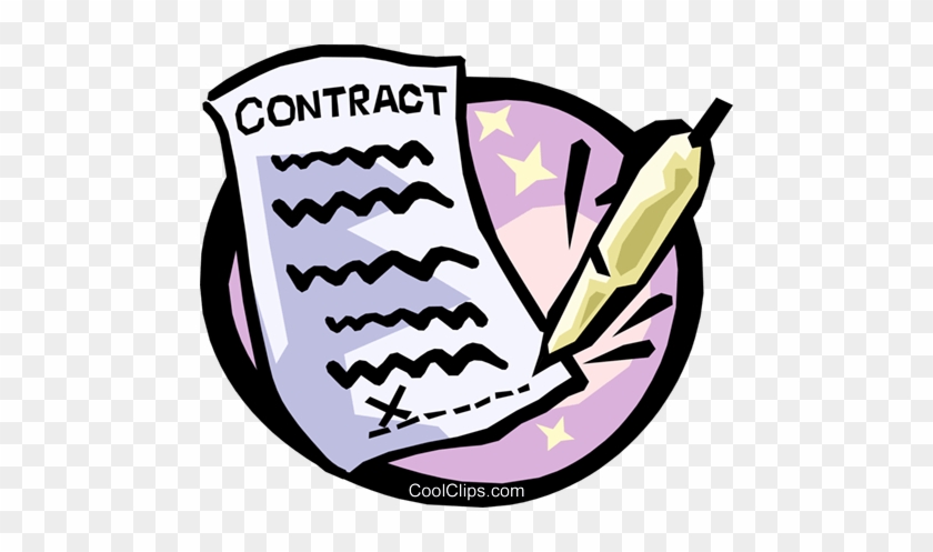 Contract With Pen Royalty Free Vector Clip Art Illustration - Cartoon Pen And Paper #1629865
