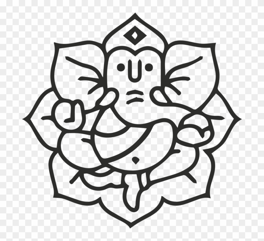 Sticker Symbole Ganesh 6 - Drawing Ganesh With Flower #1630049