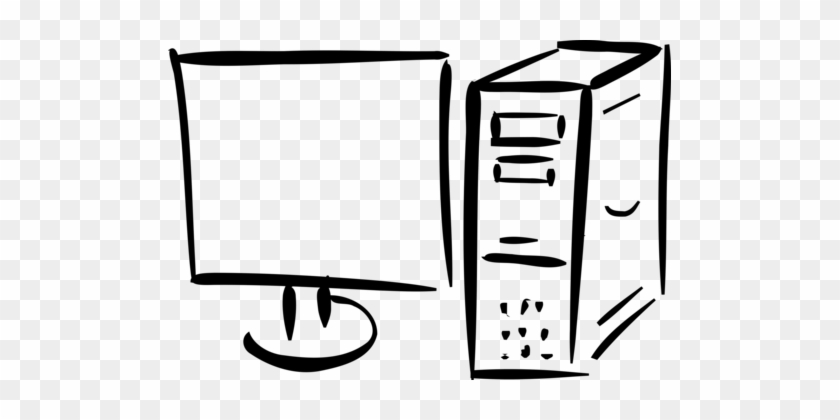 Computer Cases & Housings Computer Monitors Drawing - Computer Clipart Black And White #1630213