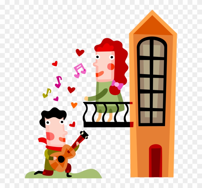 Serenade Clipart Juliet Balcony - Romeo And Juliet Vector #1630779