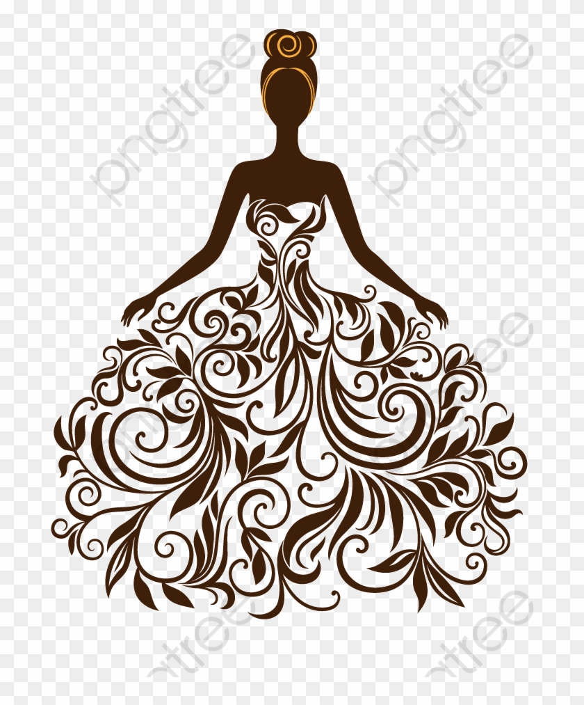 Creative Wedding Silhouette Vector Material Png Clipart - Bride Dress Svg #1630821