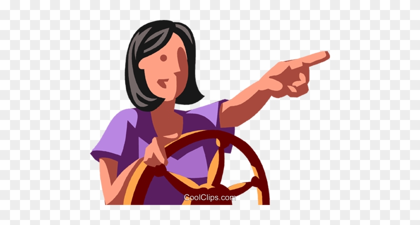Businesswoman At The Helm Royalty Free Vector Clip - Cartoon #1631307