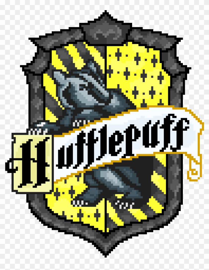Clipart Transparent Pixilart By Kittyhighfives - Hufflepuff Crest Cross Stitch Pattern #1631649