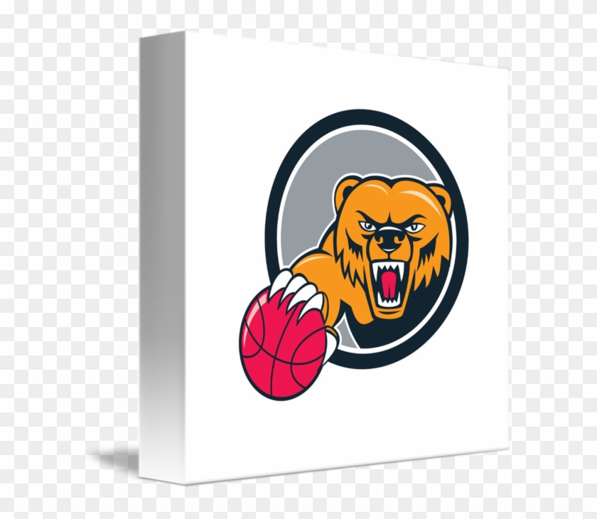 Grizzly Bear Angry Head Basketball Cartoon By Aloysius - Bear Head Clipart #1631730