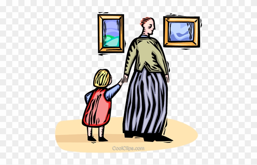 Father And Daughter At The Art Gallery Royalty Free - Illustration #1632161