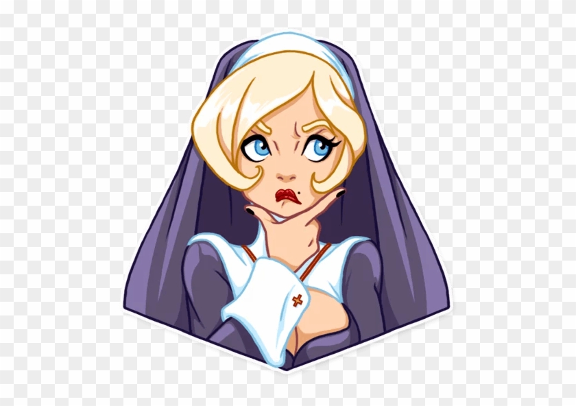 “naughty Nun” Stickers Set For Telegram - Стикеры Непослушная Монашка #1633142