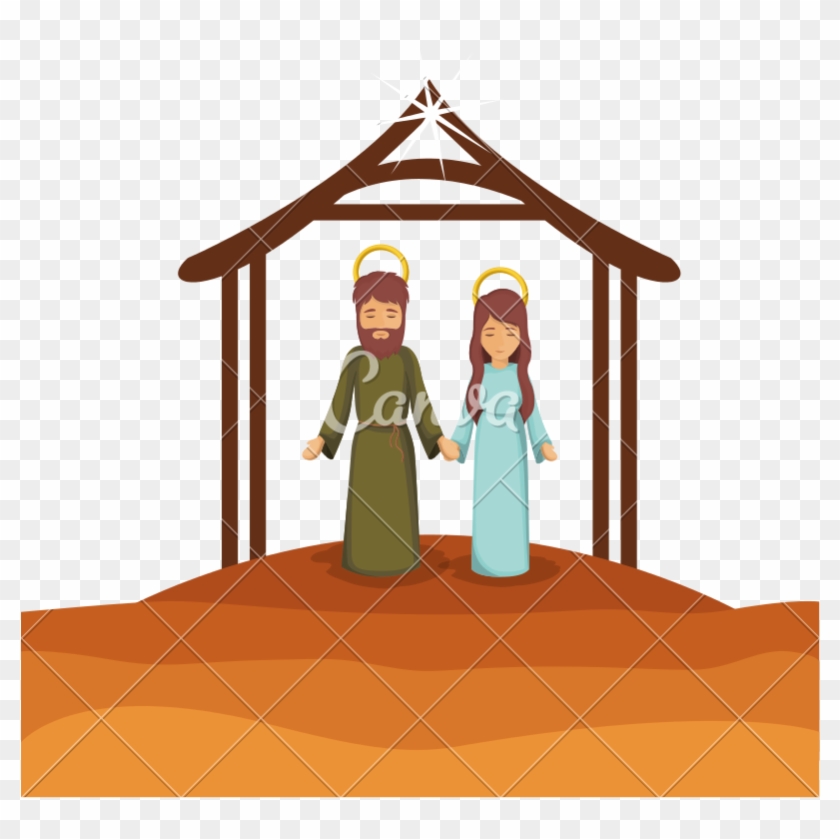 Mary And Joseph - Mary Joseph Baby Jesus Cartoon #1633151
