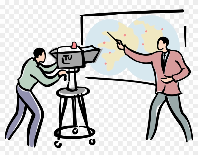 Vector Illustration Of Television Tv Cameraman And - Broadcast Clip Art #1633410