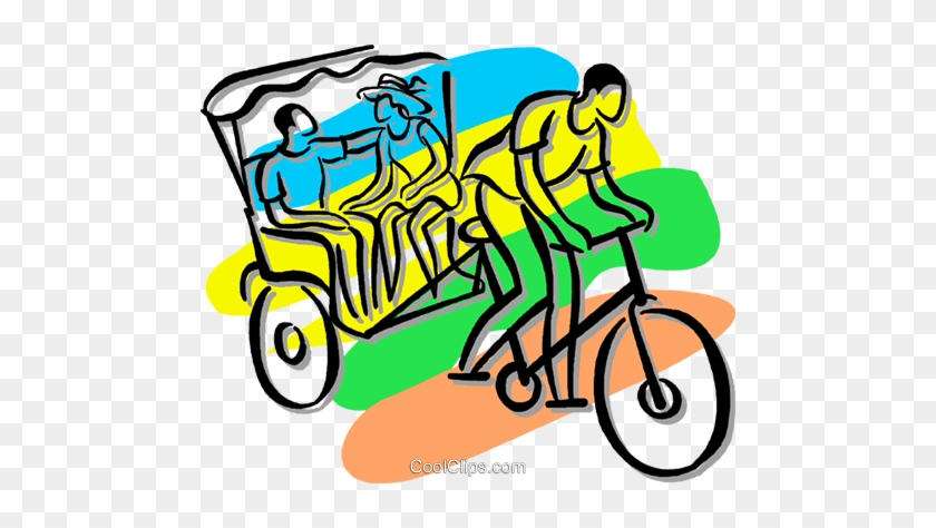 People Being Pulled Bicycle Rickshaw Royalty Free Vector - Love In Rickshaw #1633644