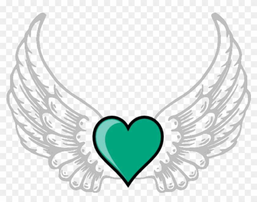 Mq Green Heart Hearts Wings Wing - Heart With Wings Cartoon #1633753