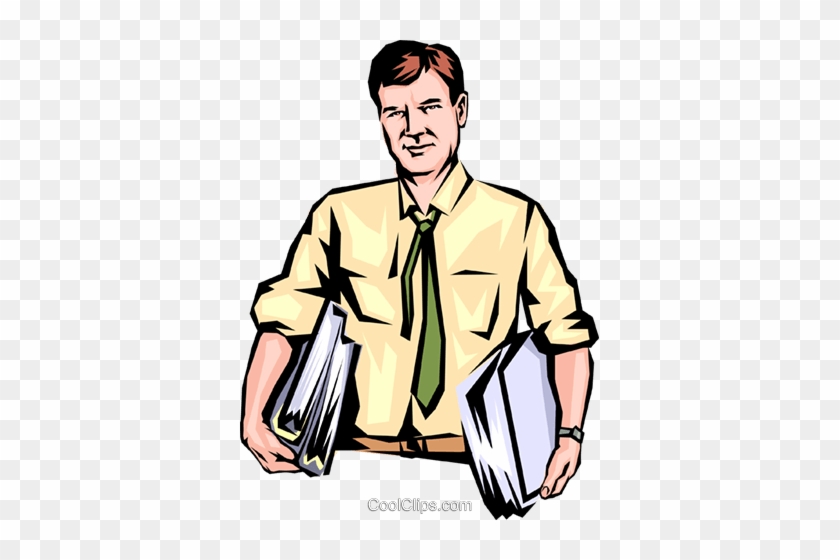 Man With Armloads Of Work Royalty Free Vector Clip - Realistic Man Clipart #1633998