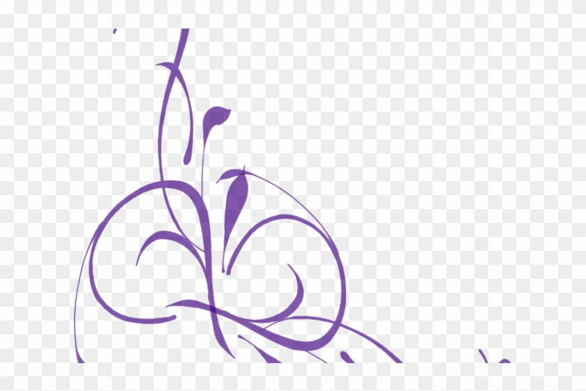 Purple Rose Clipart Flower Line - Clipart Floral Borders Png #1634314