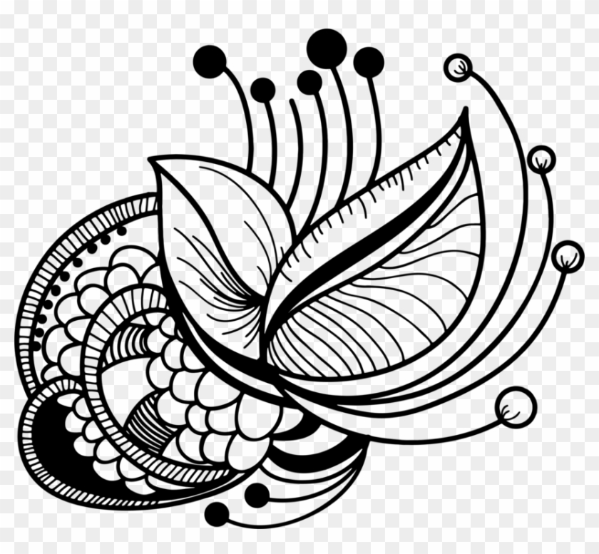 Flower Drawing Floral Design Black And White Line Art - Design #1634316