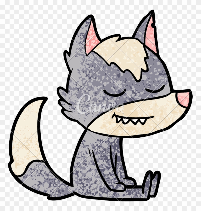 Friendly Cartoon Wolf Sitting Down - Friendly Wolf Cartoon #1634553