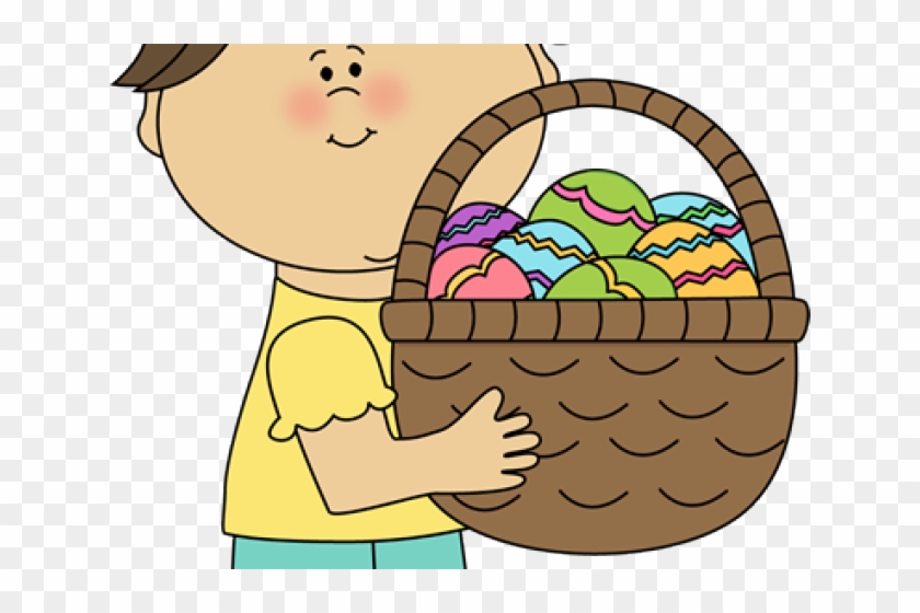 Chick Clipart Easter - Girl Holding A Basket Clipart #1635207