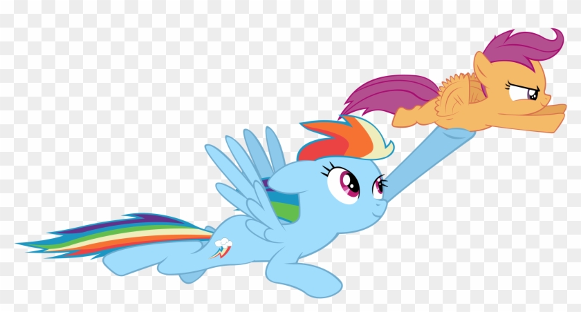 Masterrottweiler C'mon Squirt By Masterrottweiler - Mlp Rainbow Dash And Scootaloo Flying #1635599