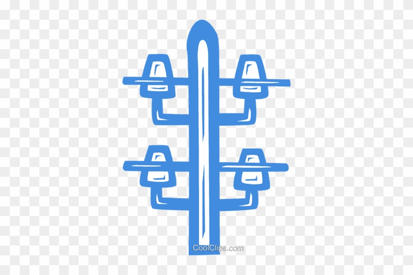 Hydro Pole Royalty Free Vector Clip Art Illustration - Electric Blue #1635724