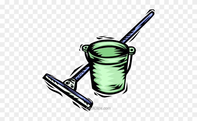 Mops And Pails Royalty Free Vector Clip Art Illustration - Mop And Bucket #1635903